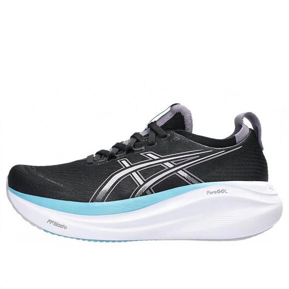 NEW ASICS women's gel-nimbus 27 running shoes in black/dusk violet